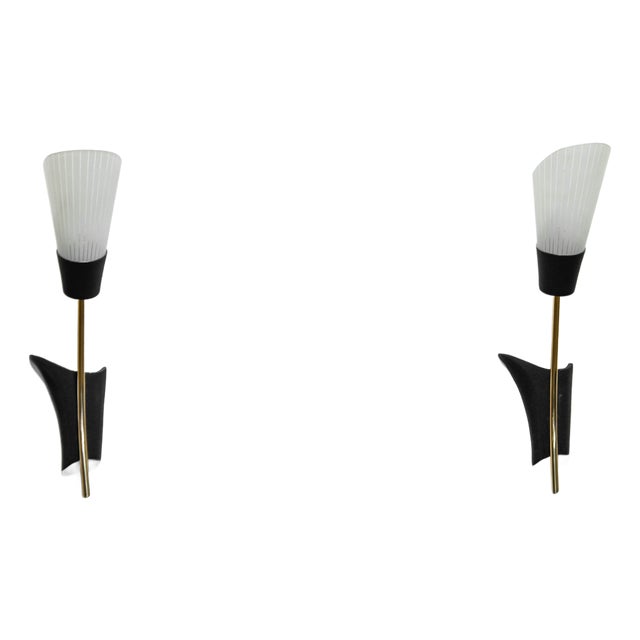 Swedish Brass Wall Sconces, 1960s, Set of 2 For Sale