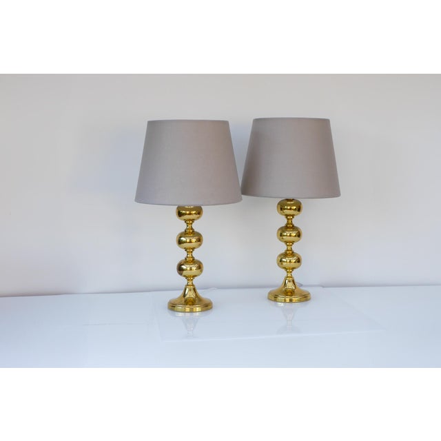 Scandinavian Modern Space Age Brass Table Lamps from Nafa, Sweden, 1970s, Set of 2 For Sale - Image 14 of 18