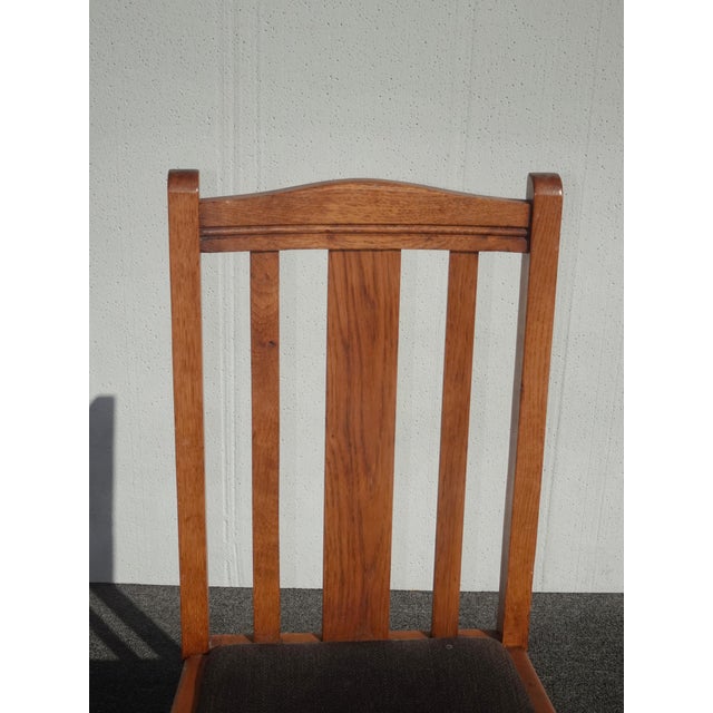 Set Four Vintage Oak Mission Style Barley Twist Oak Black Dining Room Chairs For Sale In Los Angeles - Image 6 of 14