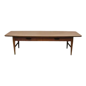Mid 20th Century Lane Mid Century Modern Long Surfboard Laminate Top Coffee Table With Drawer