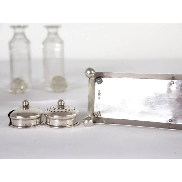Silver Salt, Pepper, Oil and Vinegar Table Set from Seybold & Hirschhauer, 1910s, Set of 4 For Sale - Image 11 of 12