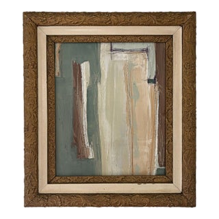 “Matcha" Abstract Art in Antique Frame, Transitional Living Room Art by JTS For Sale