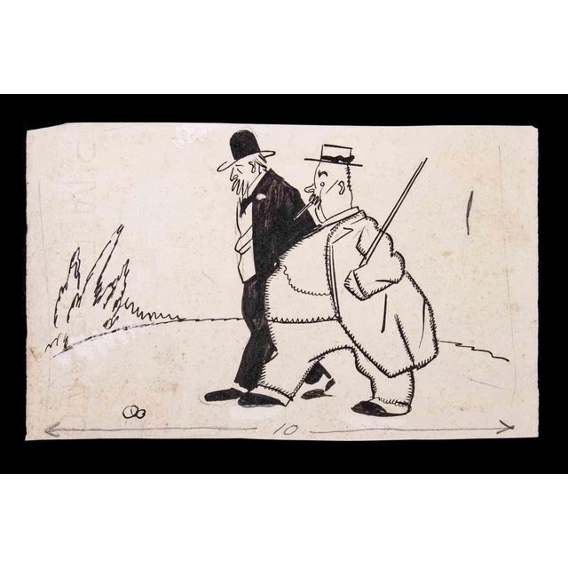 Walking Men is a drawing artwork realized by RIV "Carlo Rivalta (1887-1941)" in the early 20th Century Temperan and ink...