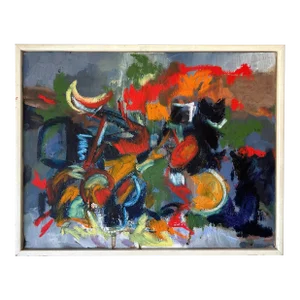 Vintage Abstract Expressionist Oil Painting "First Date" by John Weston, 1997