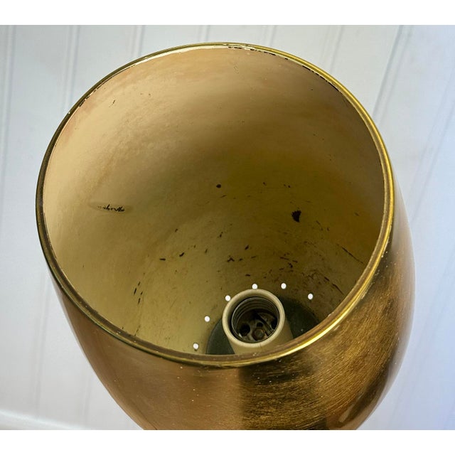Metal Vintage Art Deco Brass Greek Keyhole Chalice Torchiere Floor Lamp For Sale - Image 7 of 11