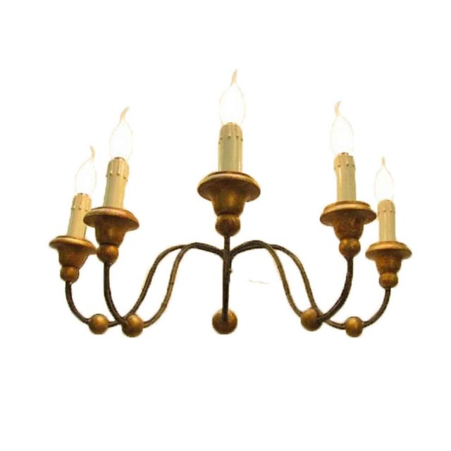 Antique Iron 5-Light Wall Lamp For Sale - Image 9 of 9