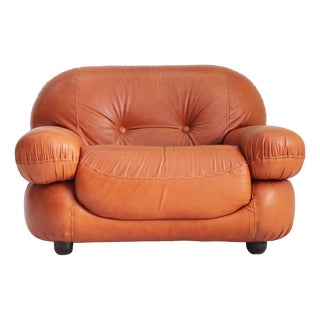 Vintage Italian Sapporo Armchair in Cognac Leather from Mobil Girgi, 1970s For Sale