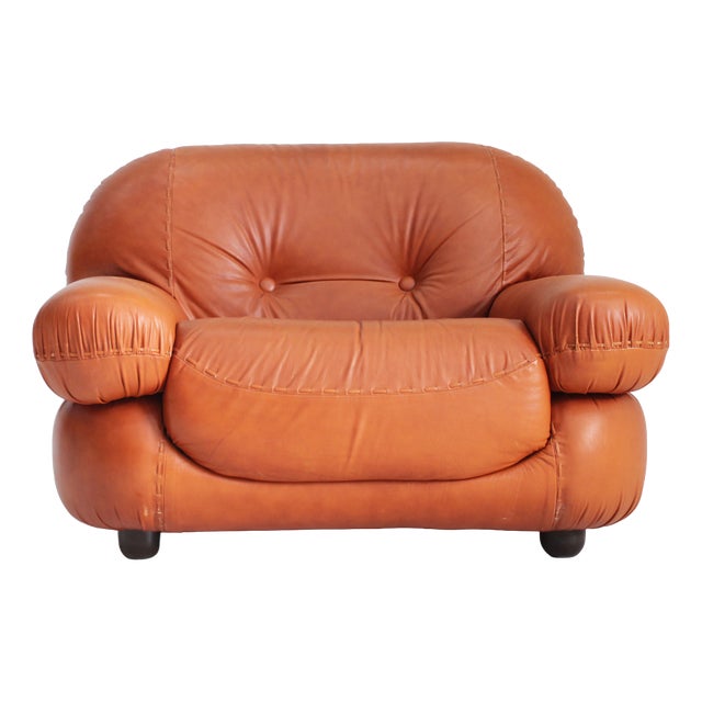 Vintage Italian Sapporo Armchair in Cognac Leather from Mobil Girgi, 1970s For Sale