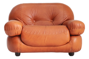 Vintage Italian Sapporo Armchair in Cognac Leather from Mobil Girgi, 1970s