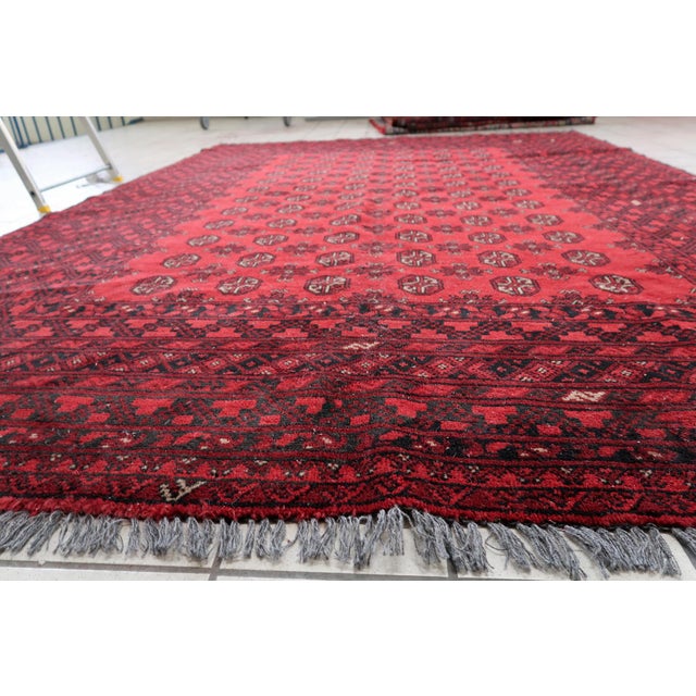 1920s 1920s, Antique Afghan Ersari Handmade Rug 6.8' X 9.4' For Sale - Image 5 of 18