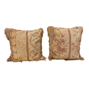 Pair of Mid 20th Century Needlepoint Pillows