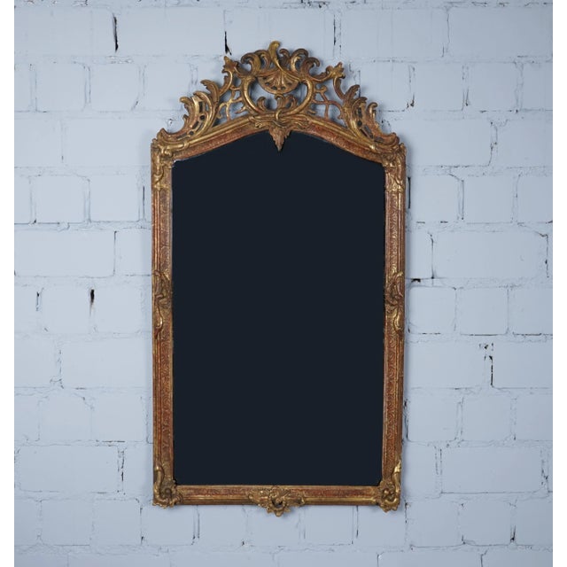 Antique Mirror with Carved Wooden Frame For Sale - Image 10 of 10