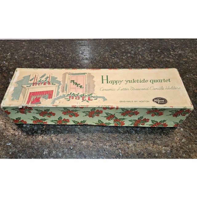 1956 Napco Noel Set of Vases and Candle Holders in Original Box For Sale - Image 14 of 18