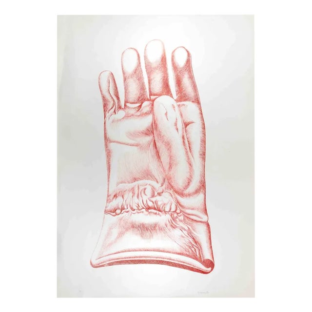 Giacomo Porzano, Red Glove II, Etching, 1972 For Sale
