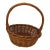 Coastal Sculptural Thick Round Basket Decor Piece - Medium Lightweight Brown With Dramatic Fixed Handle For Sale