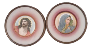 Bohemian Glass Wall Hanging, 1940s, Set of 2