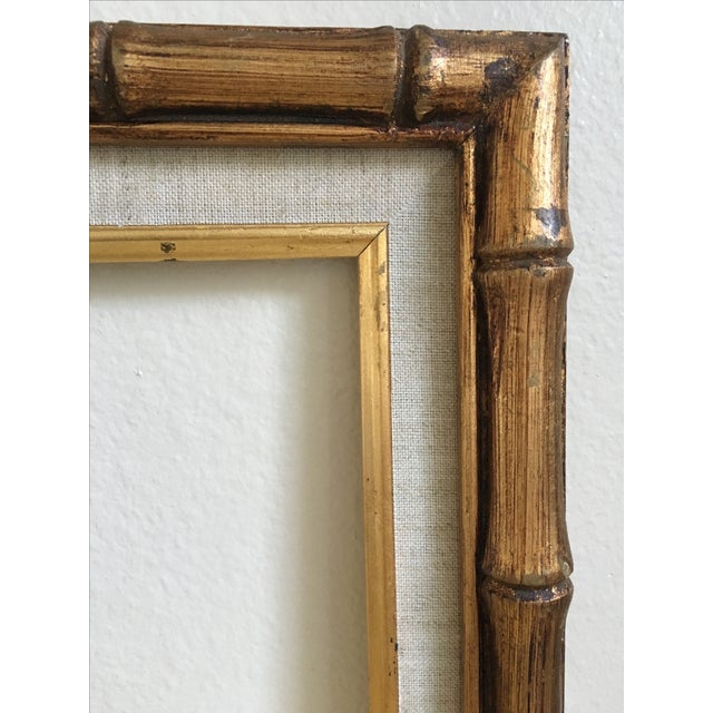 Gold Bamboo & Linen Matted Frame, 8x10, Vintage Chairish