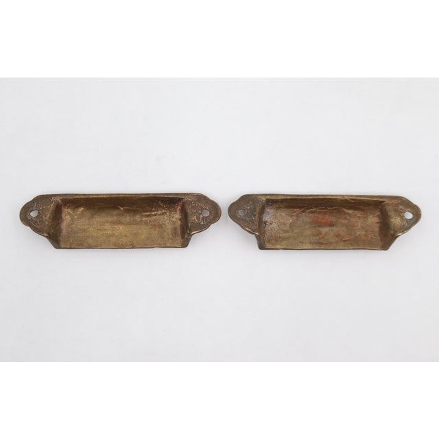 Mid 20th Century Pair of Antique Victorian 3.75 In. Bronze Drawer Bin Pulls For Sale - Image 5 of 6