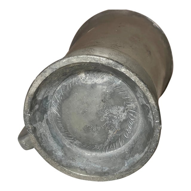 Share Antique Buckley & Beach English 1890's Handmade Pewter Beer Mug Stein Weaver Arm For Sale