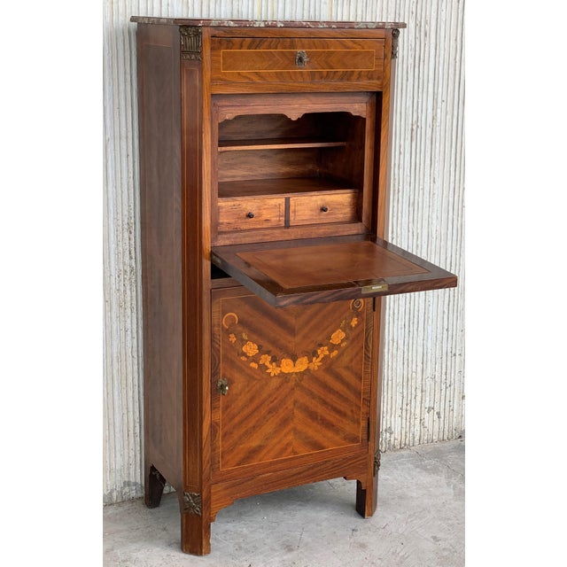 20th Century French Drop-Front Oak Secretary Desk or Abattant For Sale - Image 16 of 18