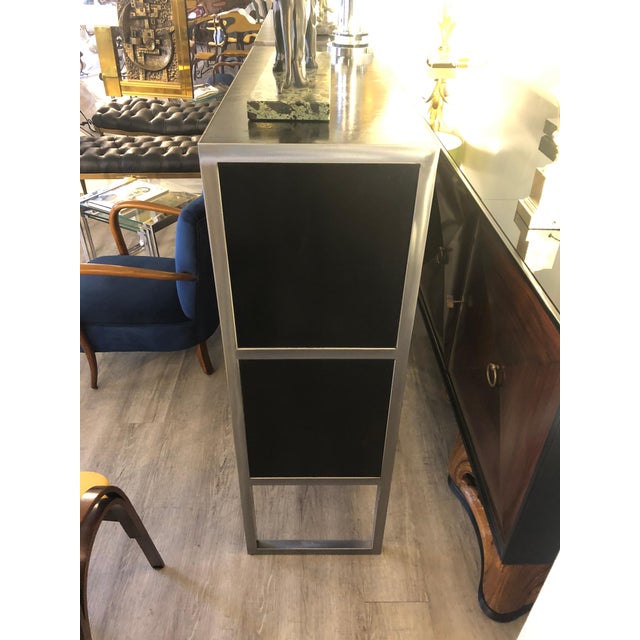Vintage Baxter Bookcases in Black Leather and Steel, 1990s, Set of 2 For Sale - Image 12 of 16