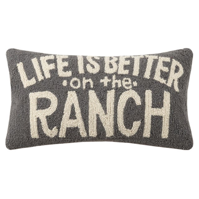 Traditional Life Is Better On The Ranch Hook Pillow, 22" x 12" For Sale - Image 3 of 3