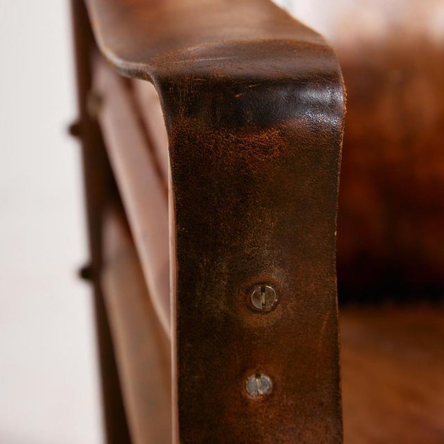 Brown Set of Hungarian Calf Leather Lounge Chair and Ottoman For Sale - Image 8 of 18