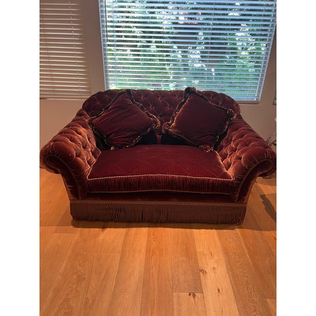 Love Seat, Beautiful Custom Made , Plush, Tufted, Rich Brown Velvet Fabric For Sale In Los Angeles - Image 6 of 7