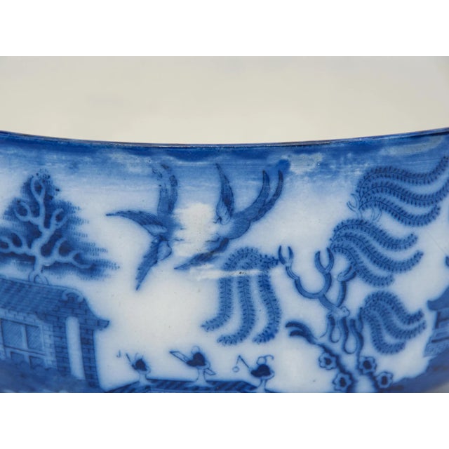 Ceramic Early 20th Century Willow Flow Blue Bowl For Sale - Image 7 of 10