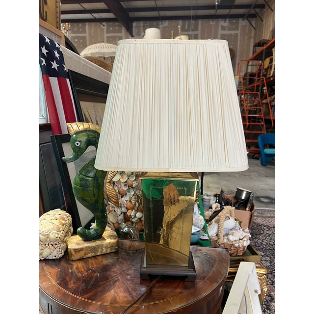 Vintage Brass Box Lamp With Greek Key and Floral Accents For Sale - Image 4 of 12