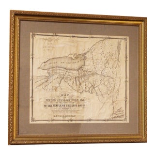 1851 American Framed Original Iroquois Nation Map by Lewis Henry Morgan For Sale