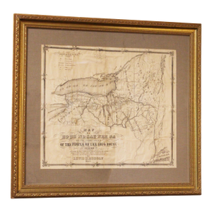 1851 American Framed Original Iroquois Nation Map by Lewis Henry Morgan
