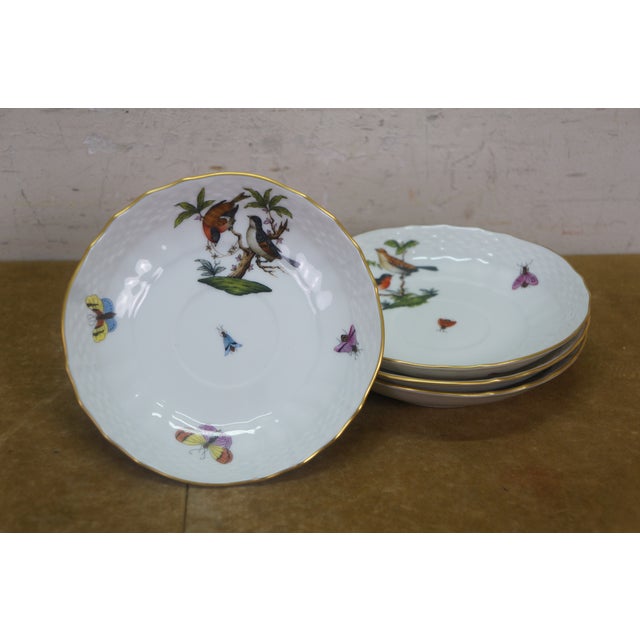 Early 20th Century Herend Rothchild Porcelain Bird Motif China Dinner Tea Service Plate Set - 47pc For Sale - Image 11 of 15
