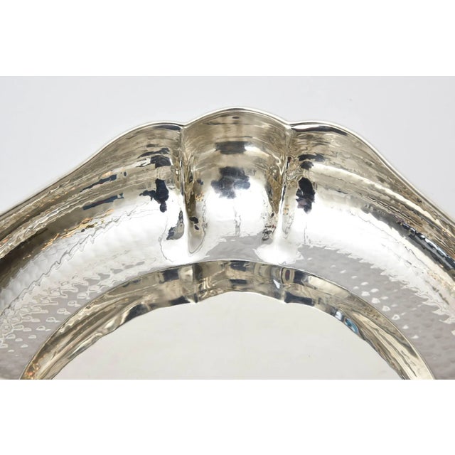 Metal Vintage Hand-Hammered Silver Plate Bowl or Serving Piece Italian For Sale - Image 7 of 11