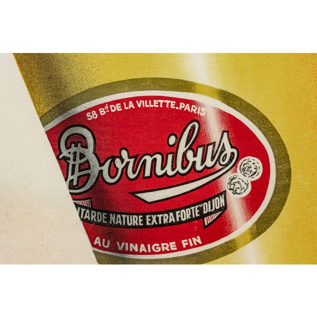 Mid-Century Modern 1950s La Moutarde Bornibus Original Vintage Large French Advertising Poster 54x69 Inches For Sale - Image 3 of 11
