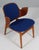 Hans Olsen armchair with frame of oak. Back of teak. Seat and back new upholstered with blue hallingdal. Model 107, made...
