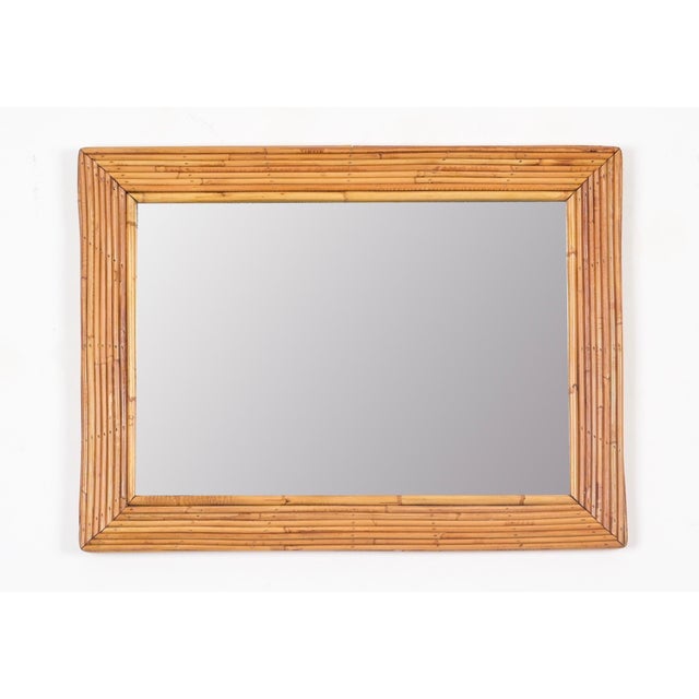 Mid-Century Rectangular Bamboo and Rattan Mirror from Vivai Del Sud, Italy, 1960s For Sale - Image 11 of 13