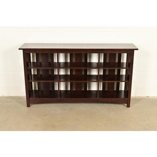 An exceptional Mission or Arts & Crafts style slatted triple bookcase By Stickley, "Harvey Ellis Collection" USA, Circa...