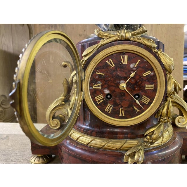 Antique French Marble Mantle Clock For Sale - Image 15 of 18