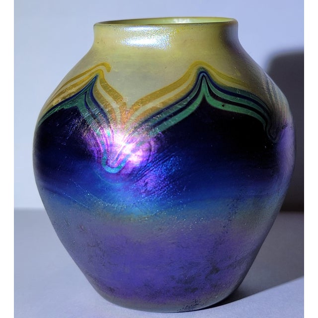 Tiffany Favrile Pulled Feather Miniature Vase For Sale - Image 10 of 10