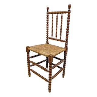 Antique Oak Bobbin Turned Chair, 1900s For Sale