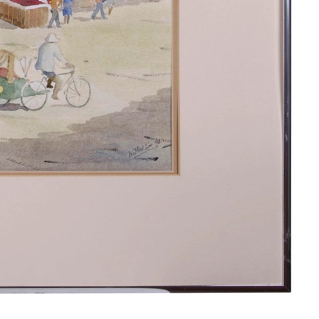 American Wilfred Lim Chinatown Street Scene Watercolor Painting For Sale - Image 3 of 6