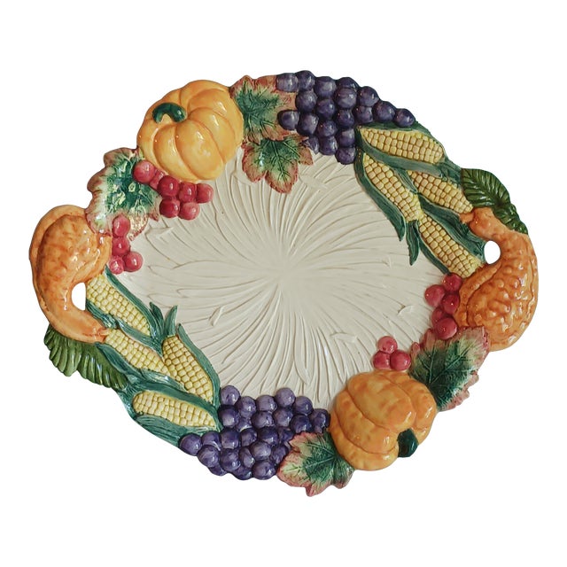 Vintage "Thanksgiving Banquet" by Fitz and Floyd 1993-98 Platter, Never Used For Sale