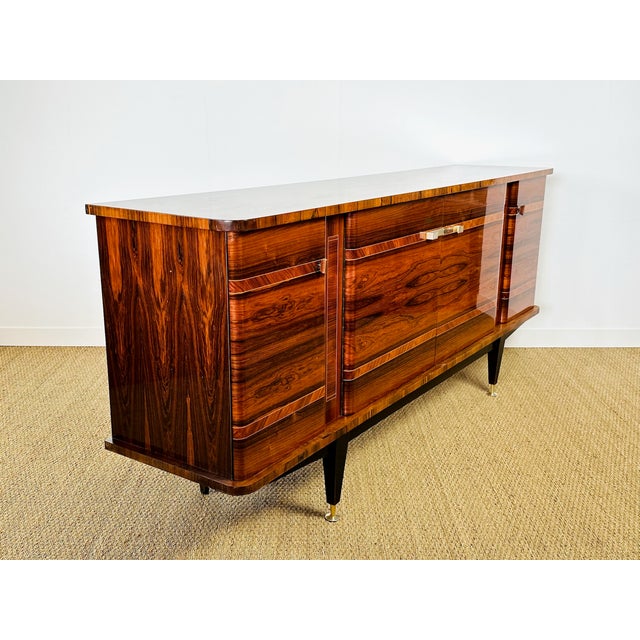 André Arbus Art Déco French Walnut Sideboard by André Arbus, 1950s For Sale - Image 4 of 17