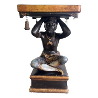 20 Th C. Jo Mead Figural Sculptural Polychrome Tray Table Stand For Sale