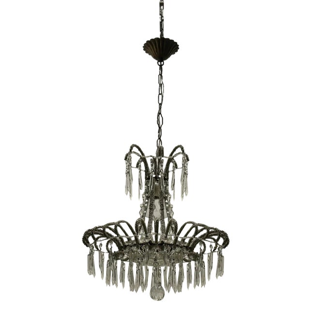 Vintage Italian Crystal Beaded Light Pendant, 1960s For Sale