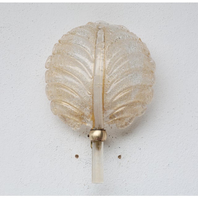 1960s Barovier & Toso Murano Gold Glass and Brass Wall Light, Italy For Sale - Image 6 of 8