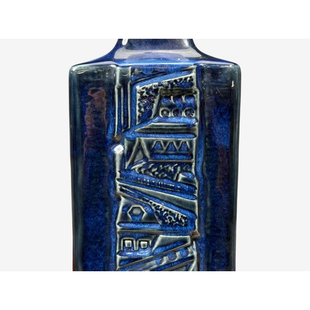 Blue Désirée Stentøj, Blue Glazed Stoneware, Large Table Lamp, Denmark, 1970s For Sale - Image 8 of 12