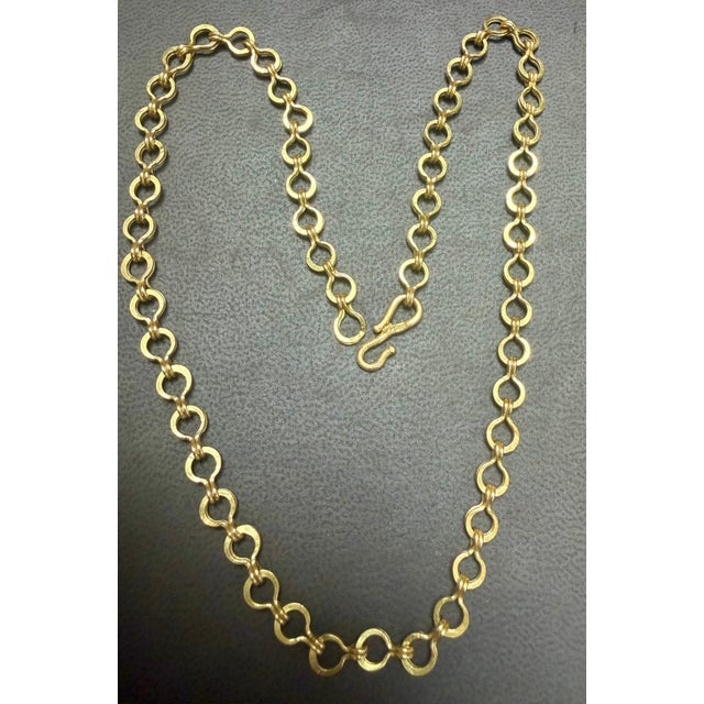 Gold 24 Karat Pure Gold Hand Made Yellow Gold Link Chain Necklace, 22.3 Gm, 16 Inch For Sale - Image 8 of 8