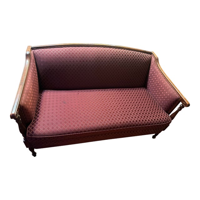 Early 20th Century Sheraton Style Mahogany Camel-Back Settee For Sale